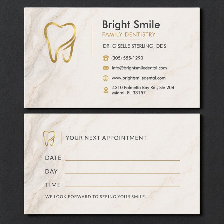 Dentist Marble Dental Care Logo Appointment Card