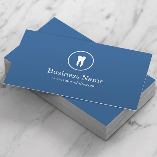 Customizable Minimal Plain Blue Dental Business Card