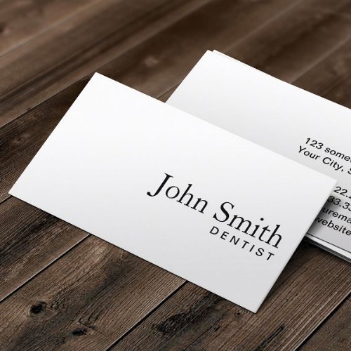 Dentist Minimal Plain White Dental Business Card