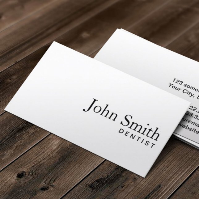 Dentist Minimal Plain White Dental Business Card (Creator Uploaded)
