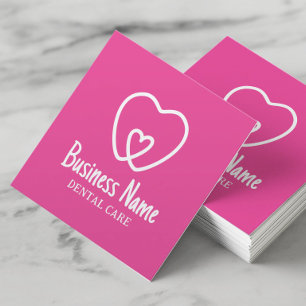 Dentist Minimal Tooth Logo Pink Dental Care Square Business Card