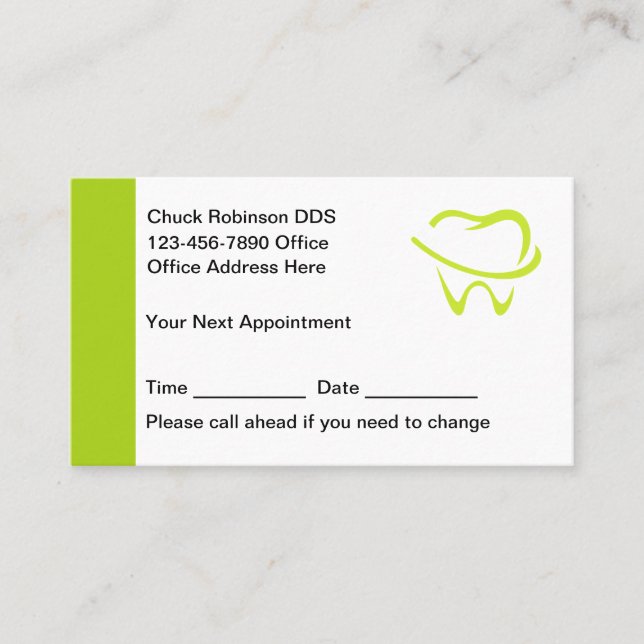 Dentist Modern Appointment Business Cards  (Front)