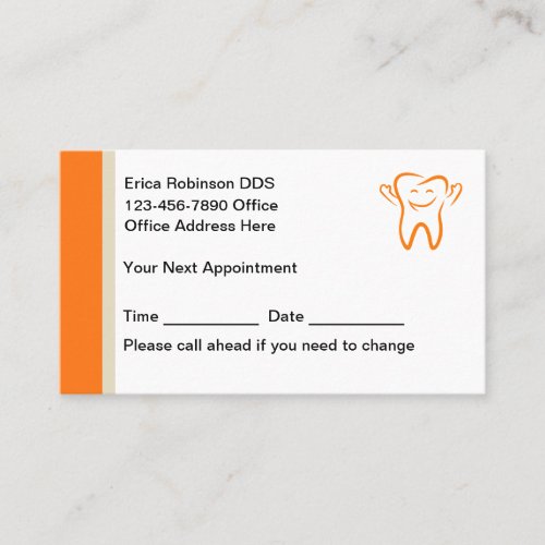 Dentist Modern Appointment Business Cards 