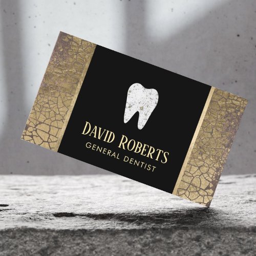 Dentist Modern Black  Gold Dental Care Business Card