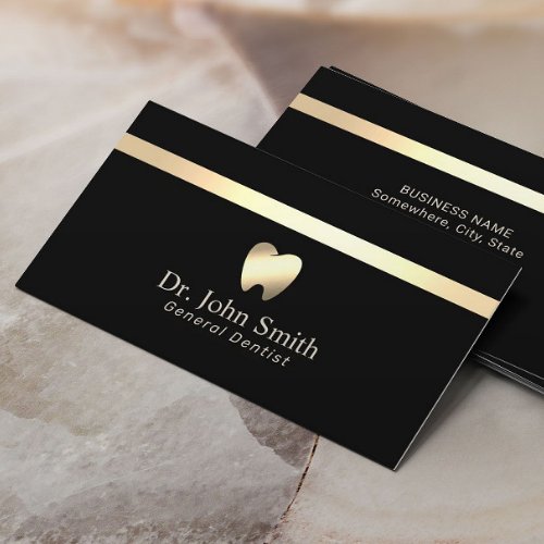 Dentist Modern Black  Gold Dental Care Business Card