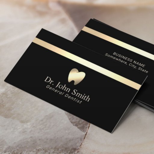 Customizable Dentist Modern Black &amp; Gold Dental Care Business Card