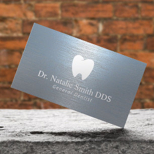 Dentist Modern Brushed Dusty Blue Dental Office Business Card