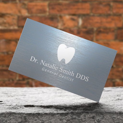 Customizable Dentist Modern Brushed Dusty Blue Dental Office Business Card