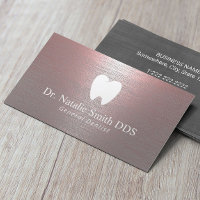 Dentist Modern Brushed Rose Gold Dental Office Business Card