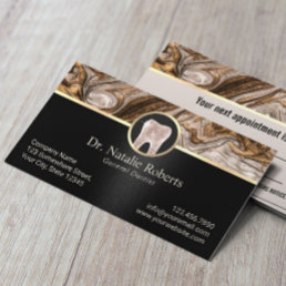 Dentist Modern Copper Gold &amp; Black Dental Office Appointment Card