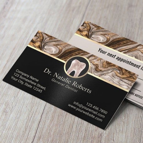 Dentist Modern Copper Gold  Black Dental Office Appointment Card