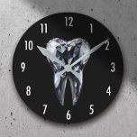 Dentist Modern Diamond Tooth Black Dental Office Round Clock<br><div class="desc">Dentist Modern Diamond Tooth Black Dental Office Clocks.</div>