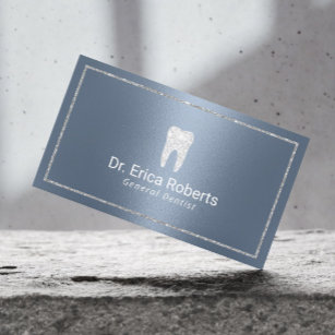 Dentist Modern Dusty Blue Dental Office Business Card