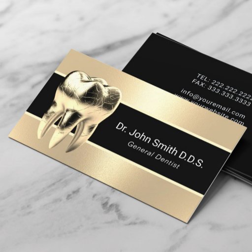 Customizable Dentist Modern Gold 3D Tooth Dental Care Business Card