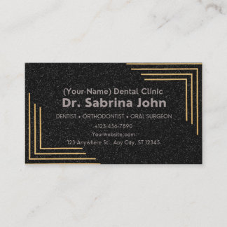 Dentist Modern Gold & Black Dental Office  Appointment Card