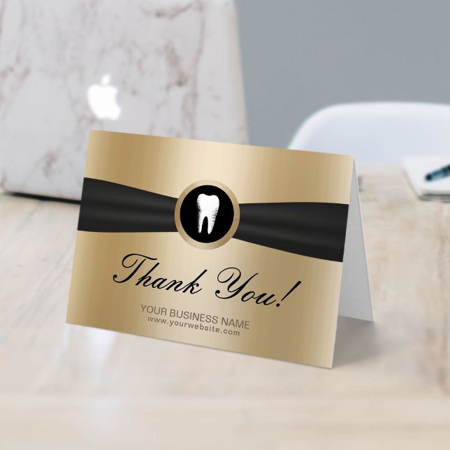 Dentist Modern Gold Dental Office Thank You Card (Creator Uploaded)