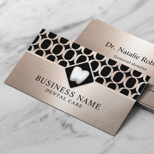 Dentist Modern Gold Geometric Pattern Dental Care Business Card