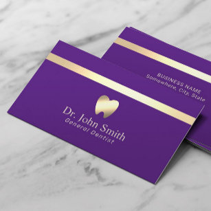 Dentist Modern Gold Stripe Purple Dental Care Business Card