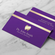 Dentist Modern Gold Stripe Purple Dental Care Business Card at Zazzle