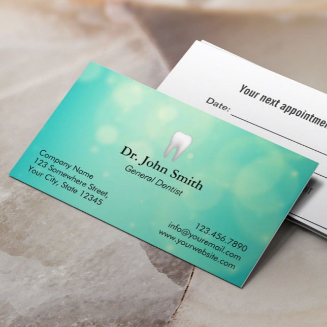 Dentist Modern Green Lights Dental Appointment Card (Creator Uploaded)