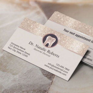 Dentist Modern Ivory Gold Glitter Dental Office Appointment Card