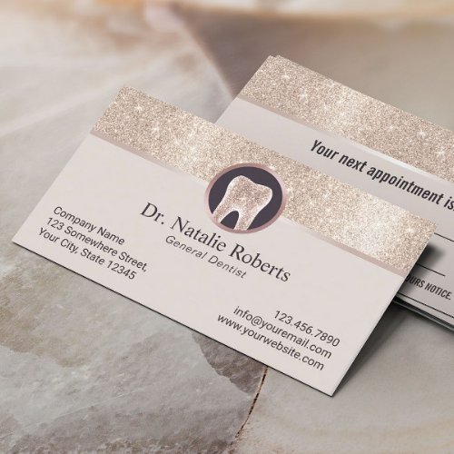 Dentist Modern Ivory Gold Glitter Dental Office Appointment Card