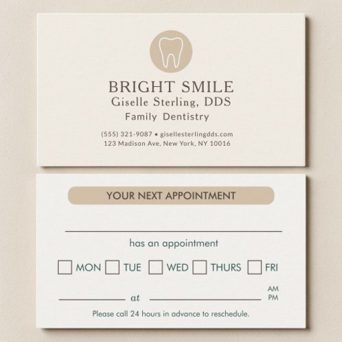Dentist Modern Light Beige Appointment Card