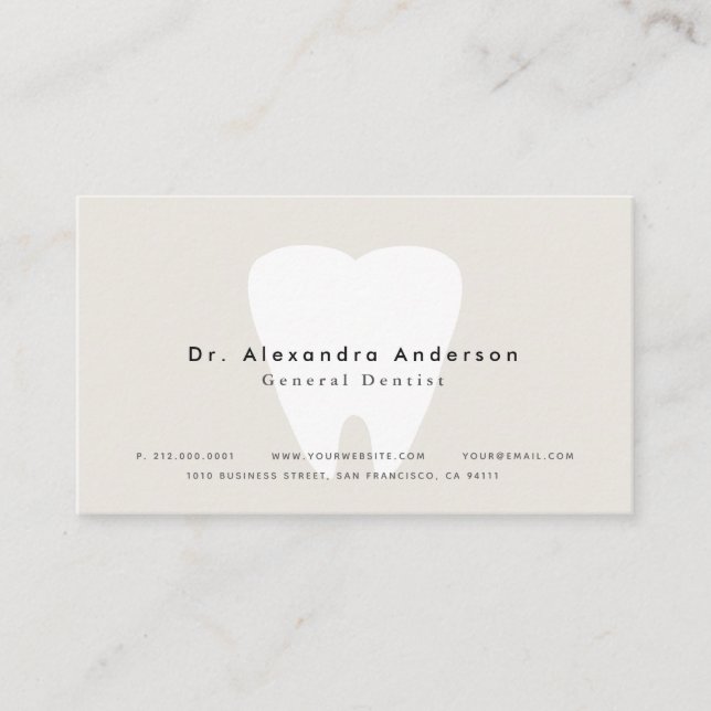 Dentist Modern Light Beige Appointment Card (Front)