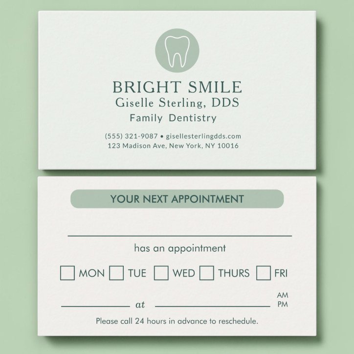 Dentist Modern Light Green Appointment Card