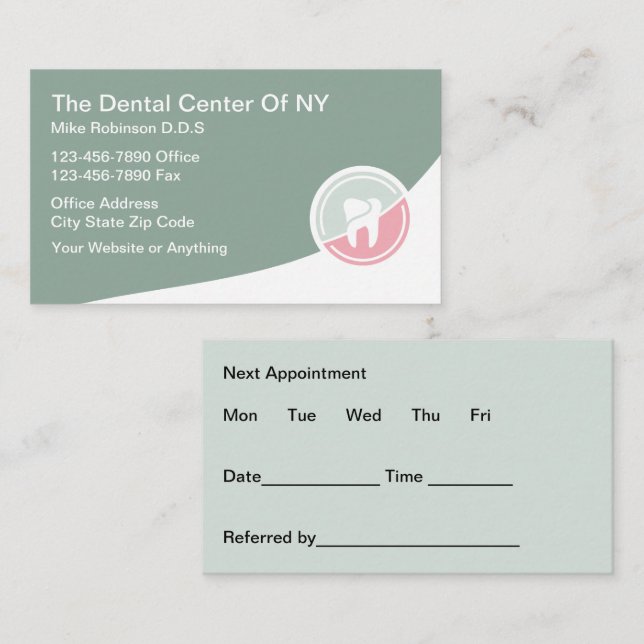 Dentist Modern Low Key Appointment Cards (Front/Back)