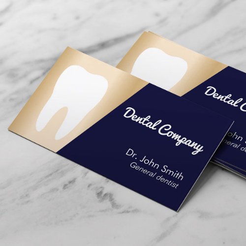 Dentist Modern Navy  Gold Dental Care Appointment Card