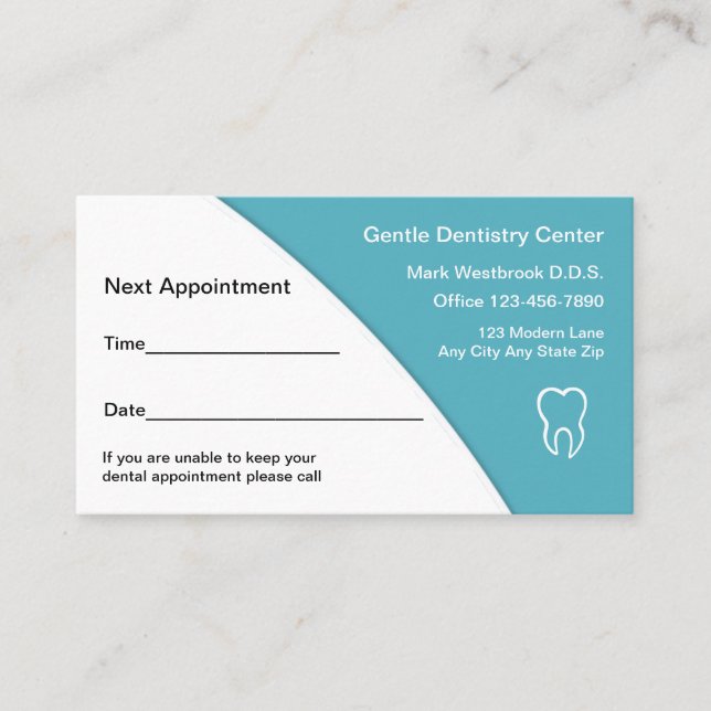 Dentist Modern New Appointment Cards Template (Front)