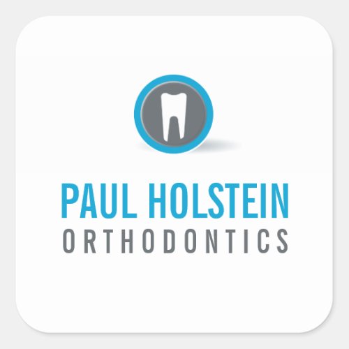 DENTIST modern professional tooth logo gray blue Square Sticker