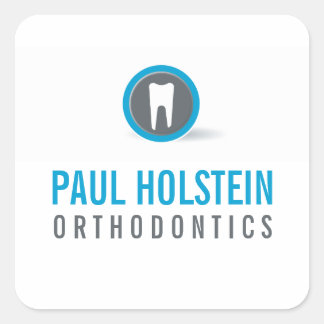 DENTIST modern professional tooth logo gray blue Square Sticker