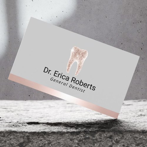 Dentist Modern Rose Gold Border Dental Office Business Card