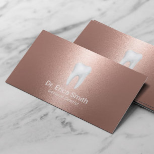 Dentist Modern Rose Gold Metallic Dental Care Business Card