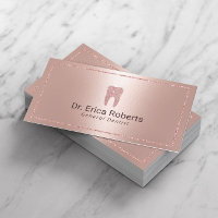 Dentist Modern Rose Gold Metallic Dental Office Business Card