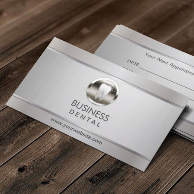 Dentist Modern Silver Dental Appointment Card (Creator Uploaded)