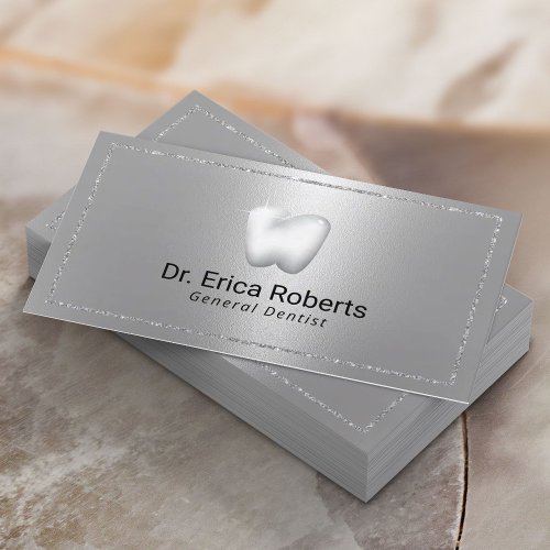 Dentist Modern Silver Hygenist Dental Care  Business Card