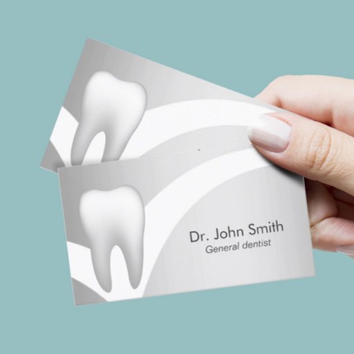 Customizable Dentist Modern Silver Metallic Dental Business Card