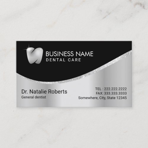 Dentist Modern Silver Tooth Logo Dental Care Appointment Card
