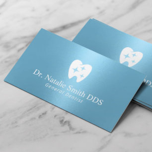 Dentist Modern Sparkle Tooth Logo Blue Dental Care Business Card