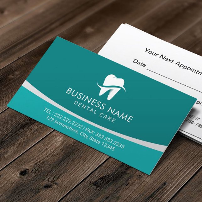 Dentist Modern Tooth Logo Dental Care Appointment Card (Creator Uploaded)