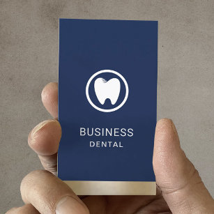 Dentist Modern Tooth Logo Navy Gold Dental Office Appointment Card