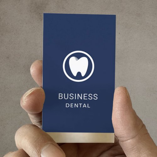 Dentist Modern Tooth Logo Navy Gold Dental Office Appointment Card