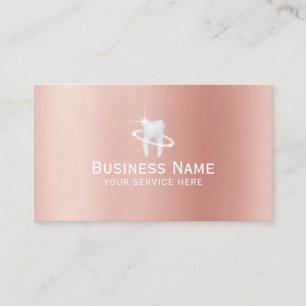 Dentist Modern Tooth Logo Rose Gold Dental Appointment Card