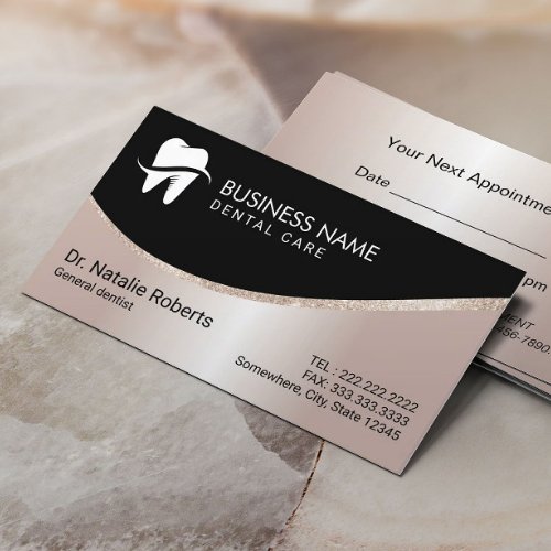 Dentist Modern Tooth Rose Gold Dental Care Appointment Card