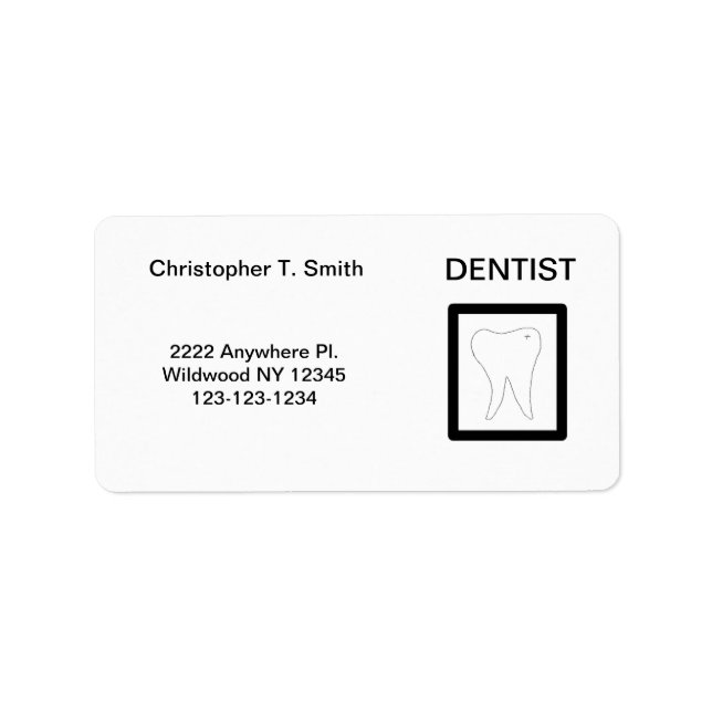 Dentist Molar Tooth Design Label (Front)