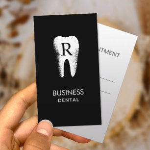 Dentist Monogram Initial Tooth Dental Appointment Card