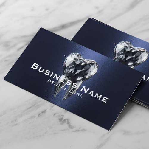 Dentist Navy Blue Crystal Tooth Metallic Dental Appointment Card